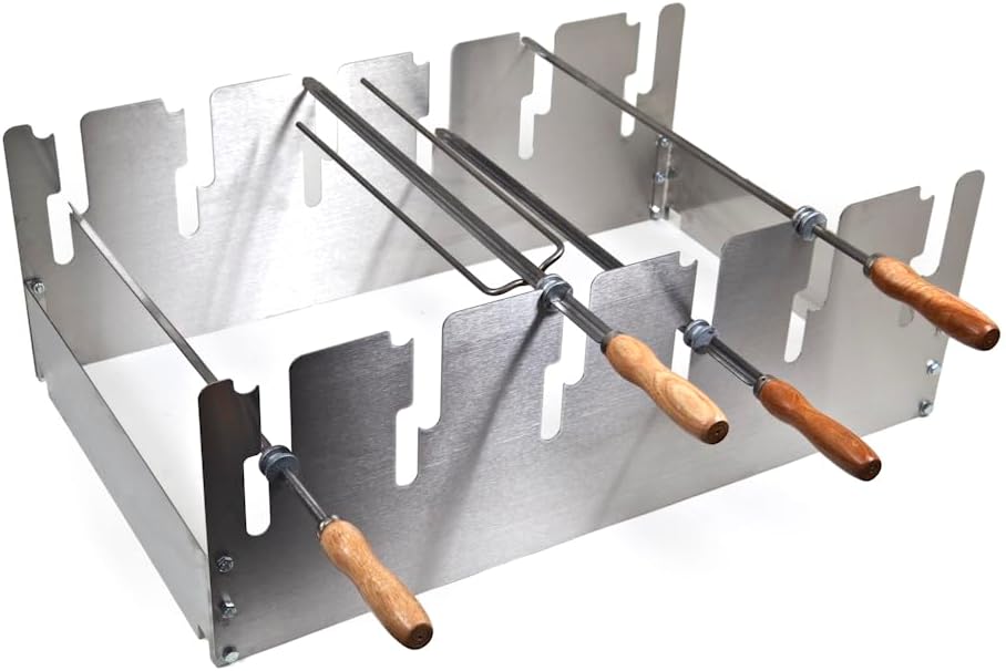 Brazilian BBQ Catering Deluxe Kit - 28pc Stainless Steel Skewer Set - Silver