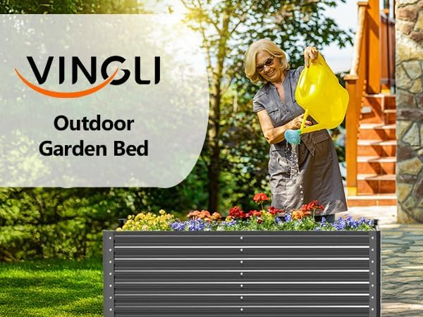 VINGLI Galvanized Raised Garden Beds Outdoor, 6x3x2 Ft, 8x4x2 Ft Lager Metal Planter Raised Beds for Planting Vegetables Flowers Herb (6 * 3 * 2(Square))