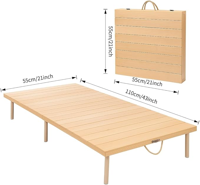 Portable Wooden Folding Table, Picnic Table,Floor Table,Natural Pine, 43x21 Inch, Low Height Design for Picnic, Camping, Coffee Service, Bohemian Style