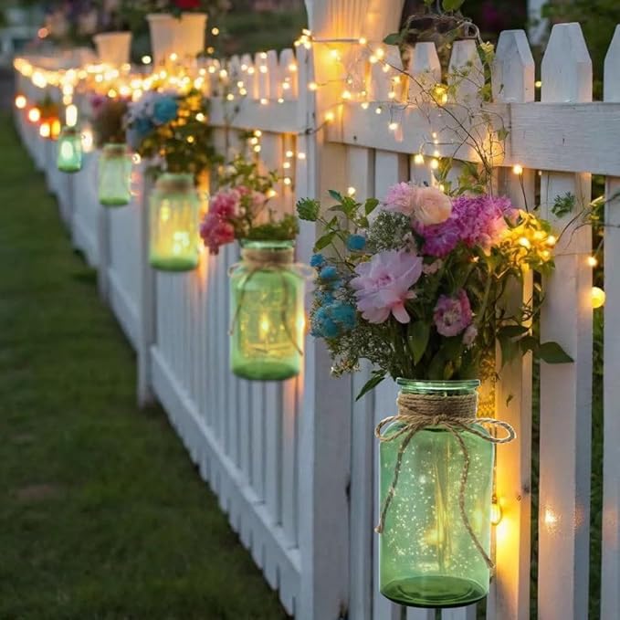 Vintage Glass Flower Vase,12 Pack Green Farmhouse Glass Centerpiece Vases Mason Jars for Weddings, Parties & Home Decor Bulk (12, Green)
