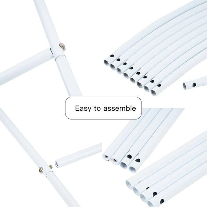 RUBFAC Metal Garden Arch, Wedding & Event Decoration, Garden Trellis for Climbing Plants, Assemble Freely 2 Sizes for Various Climbing Plant Roses Vines Bridal Party Decoration White, 1 Pack