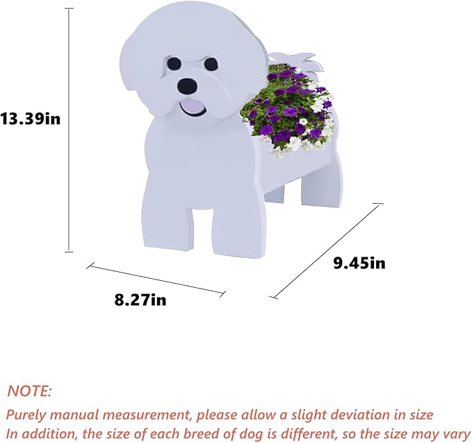 Bichon Frise Dog Planter Plant Pots,Cute Garden Dog Flower Planter,Dog Planters Birthday Gifts for Women,Office,Indoor/Outdoor Decor(9.45 * 8.27 * 13.39in)