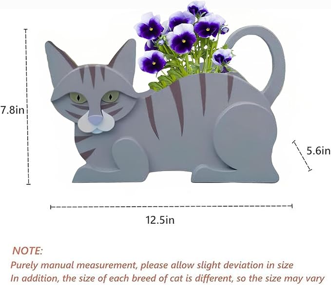 Blue Cat Planter Plant Pots,Cute Garden Cat Flower Planter,Cat Planters Birthday Gifts for Women,Office,Indoor/Outdoor Decor(12.5 * 5.6 * 7.8in)