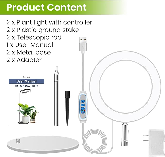 Grow Lights for Indoor Plants, 80 LEDs Full Spectrum Plant Lights for Indoor Growing with 2 Mounting Options, 6H 12H 16H Timer, 3 Spectrum Modes, 37 in Height Adjustable Grow Lamp, 2 Pack
