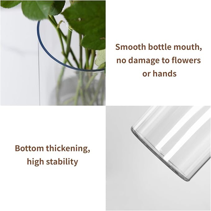 Clear Flower Vase, Non-breakable Vases, 5" W x 12" H, Acrylic Vase, Aesthetic Room Decor Cylindrical Modern Flower Vases for Table Centerpiece, Home Decor, Women Floral Arrangement Gift