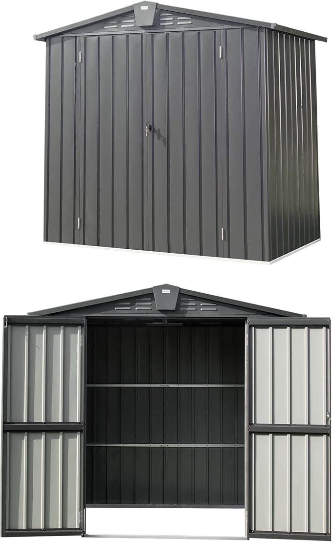 Domi 10β x 8β Outdoor Storage Shed, Metal Sheds Tool Storage Gable Roof with Lockable Door & Air Vents, Outdoor Galvanized Steel Sheds for Backyard,Garden,Patio,Lawn