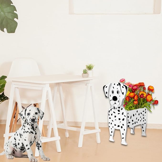 Dalmatian Dog Planter Plant Pots,Cute Garden Dog Flower Planter,Dog Planters Birthday Gifts for Women,Office,Indoor/Outdoor Decor(9.45 * 5.91 * 13.35in)