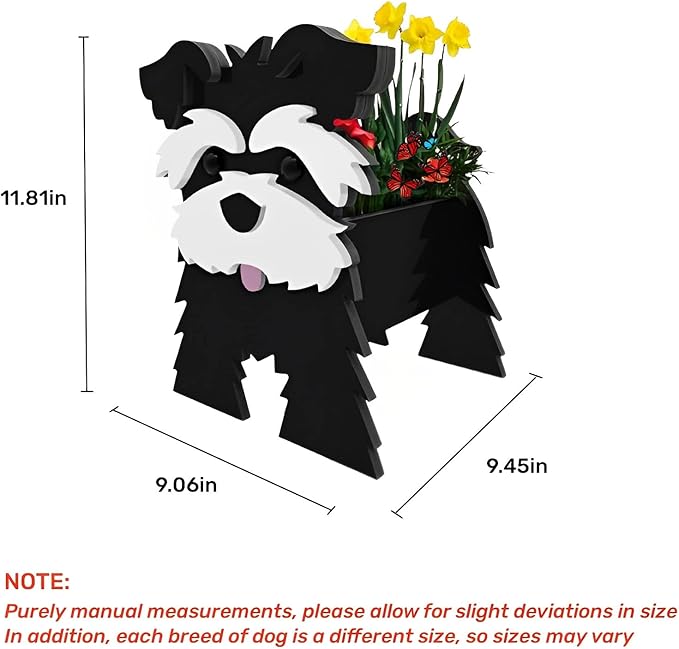 Black Schnauzers Dog Planter Plant Pots,Cute Garden Dog Flower Planter,Dog Planters Birthday Gifts for Women,Office,Indoor/Outdoor Decor(9.45 * 9.06 * 11.81in)