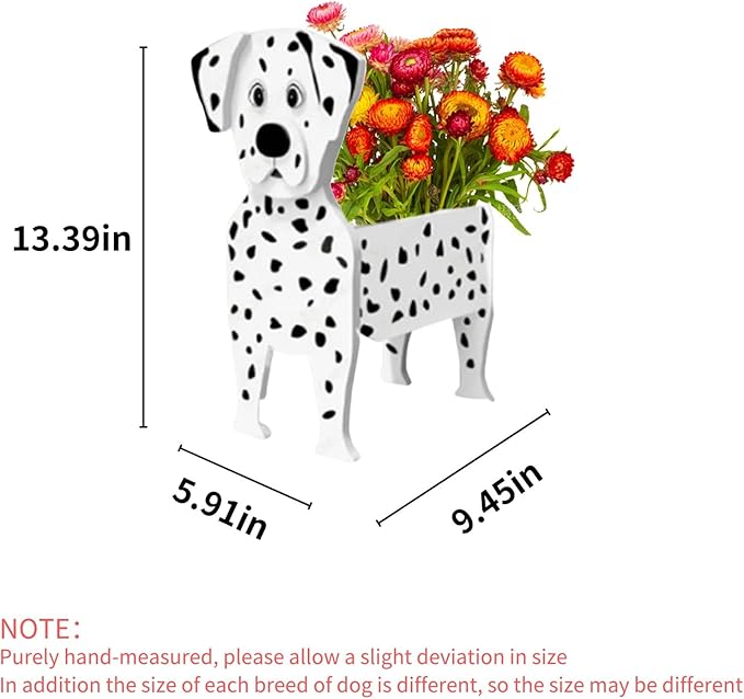 Dalmatian Dog Planter Plant Pots,Cute Garden Dog Flower Planter,Dog Planters Birthday Gifts for Women,Office,Indoor/Outdoor Decor(9.45 * 5.91 * 13.35in)