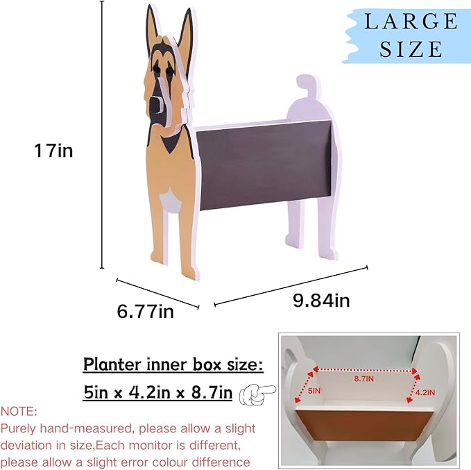 German Shepherd Dog Planter Plant Pots,Cute Garden Dog Flower Planter,Large Dog Planters Birthday Gifts for Women,Office,Indoor/Outdoor Decor(9.84 * 6.77 * 17in)