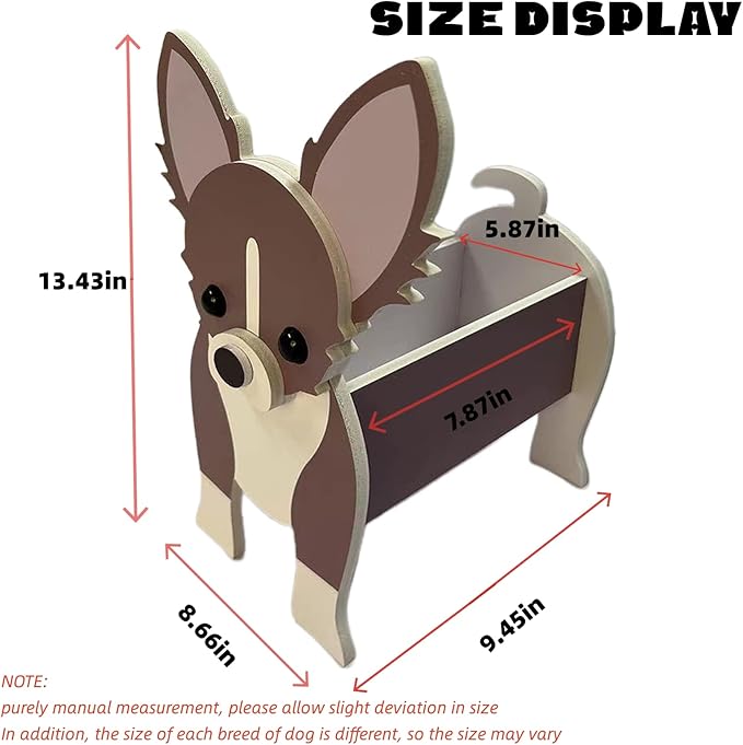 Chihuahua Dog Planter Plant Pots,Cute Garden Dog Flower Planter,Dog Planters Birthday Gifts for Women,Office,Indoor/Outdoor Decor(9.45 * 5.94 * 13.39in)