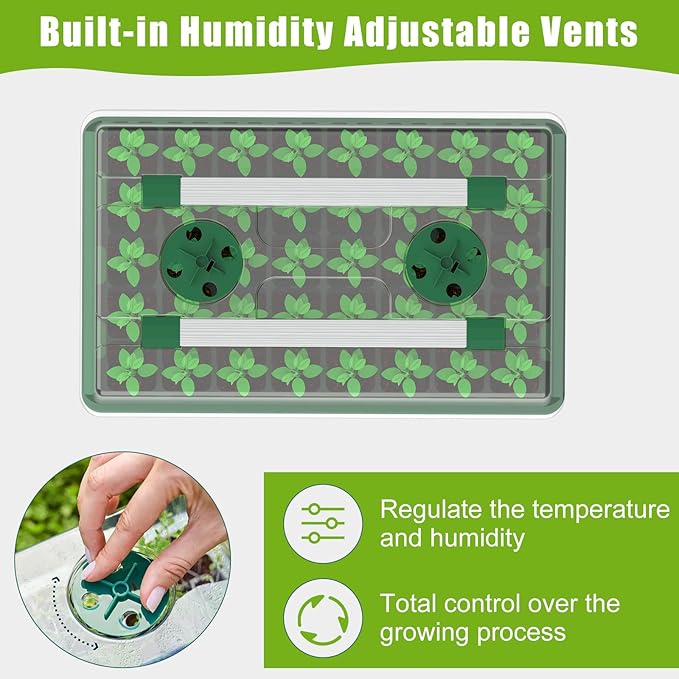 Seed Starter Tray with Grow Light, 40 Cells Seed Starter Kit with Heat Mat, Seedling Starter Trays with Humidity Domes, Automatic Timer, Adjustable Brightness Indoor Greenhouse