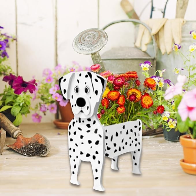 Dalmatian Dog Planter Plant Pots,Cute Garden Dog Flower Planter,Dog Planters Birthday Gifts for Women,Office,Indoor/Outdoor Decor(9.45 * 5.91 * 13.35in)