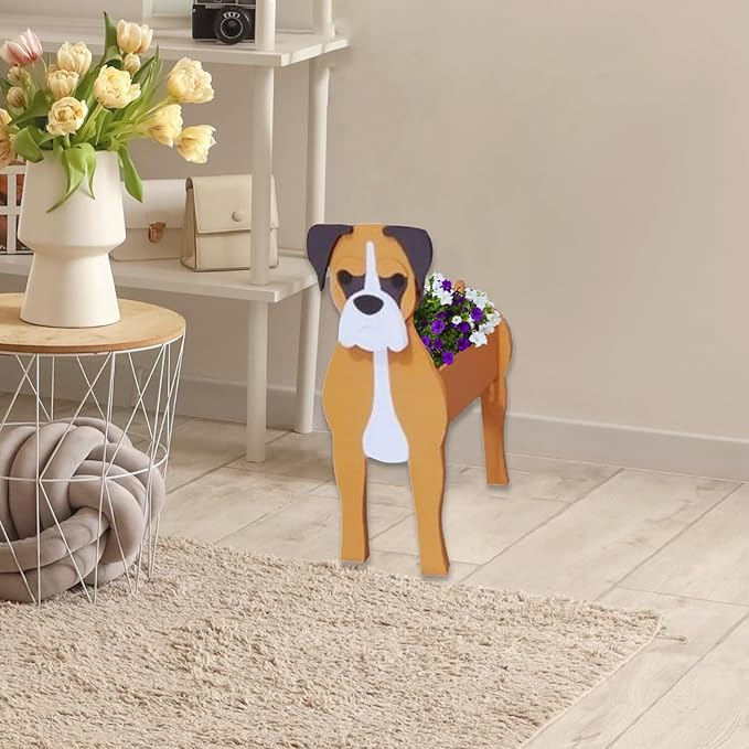Boxer Dog Planter Plant Pots,Cute Garden Dog Flower Planter,Dog Planters Birthday Gifts for Women,Office,Indoor/Outdoor Decor(9.45 * 8.54 * 13.23in)