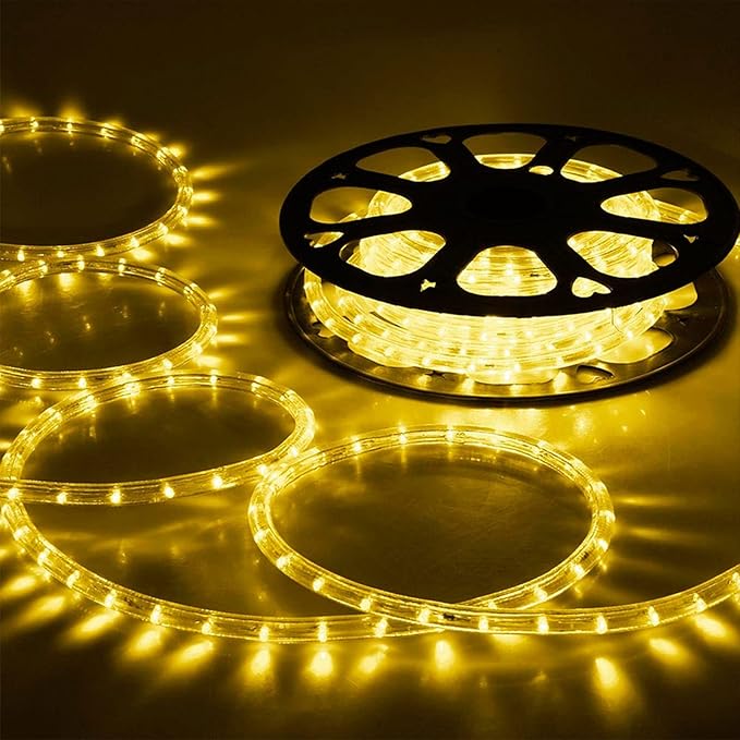 50ft 360 LED Rope Lights Outdoor, Connectable and Flexible Tube Lights with 8 Modes, Waterproof Indoor Outdoor LED Rope Lighting for Deck, Garden, Pool, Patio, Indoor Outdoor Decorations (Warm White)