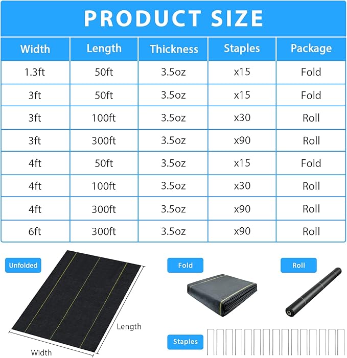 8ft x100ft Black Weed Barrier Landscape Premium Fabric-Heavy Duty Woven Ground Cloth with Superior Permeability Weed Control Convenient Design