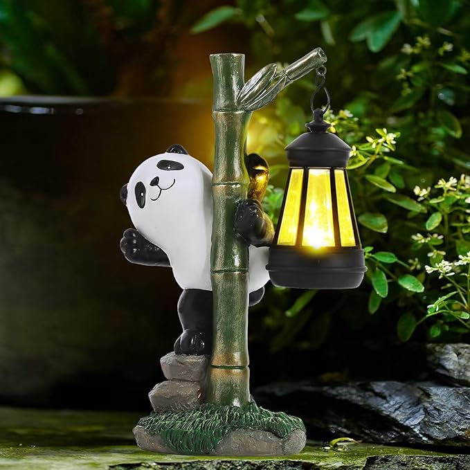 Solar Garden Decor Panda Gifts, Garden Yard Art Decor Panda Gifts for Women - Birthday Gifts for Panda Enthusiasts Grandma Mom Women 