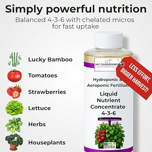 Liquid Plant Food β Hydroponics Nutrients for Indoor House Plants, Tomato, Strawberry, Lucky Bamboo, Lettuce, Vegetable Garden & Herbs β Aero Nutrients Liquid Fertilizer for All Growing Systems (8 oz)