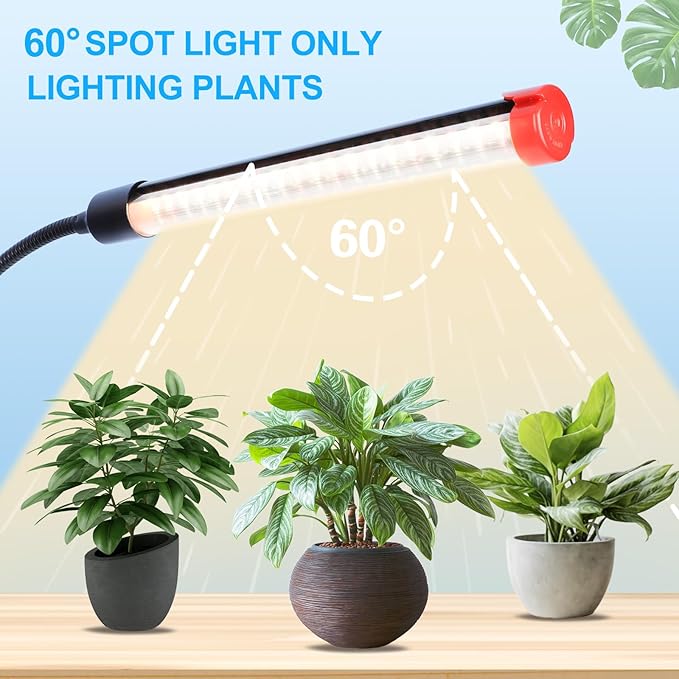 3-Head Grow Lights for Indoor Plants with Stand 27W, LED Plant Grow Light for Tall Houseplants, Bonsai Tree, Full Spectrum Growing Lamp with 4,8,12 Hr Timer, 24"-64" Adjustable Height