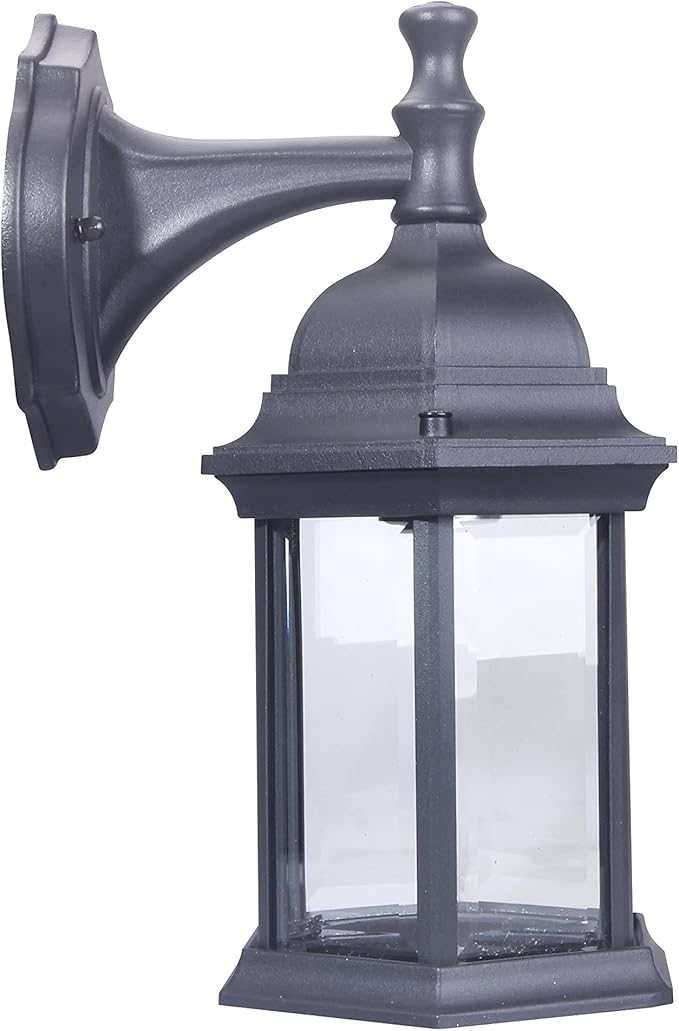LIT-PaTH Outdoor Wall Lantern, Wall Sconce as Porch Lighting Fixture, E26 Medium Base Max 60W, Aluminum Housing Plus Glass, Matte Black Finish, 2-Pack