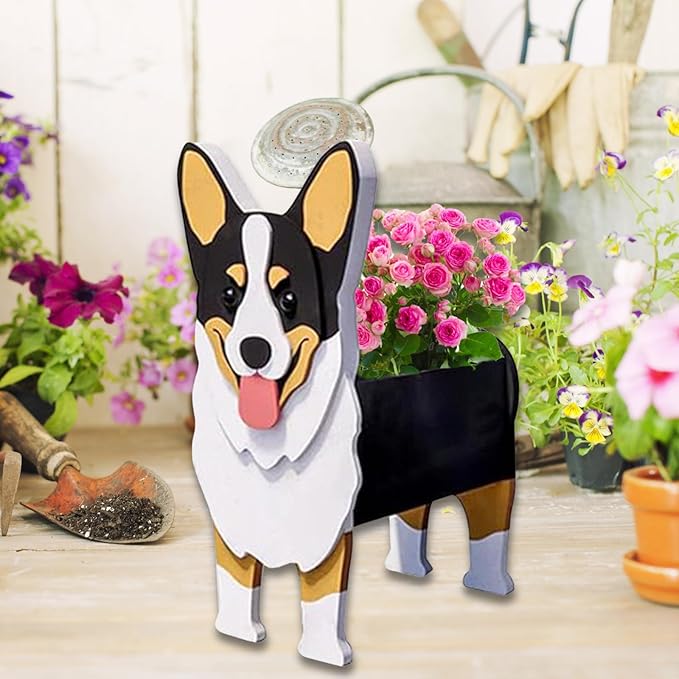 Concepts Welsh Corgi Dog Planter Plant Pots,Cute Garden Dog Flower Planter,Large Dog Planters Birthday Gifts for Women,Office,Indoor/Outdoor Decor(9.84 * 6.77 * 17in)