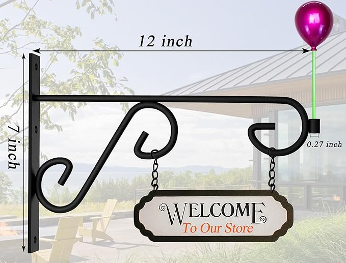 Plant Hangers Outdoor 2 Pack Hanging Basket Hooks,12in Metal Plant Bracket Wall Hooks for Hanging Flower Basket,Hanging Plant Holder