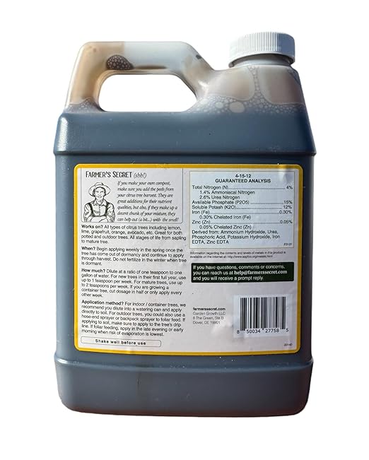 Farmer's Secret Citrus Tree Booster Fertilizer (32oz) - Super Concentrated - Formulated for All Citrus Trees Including All Types of Lemons, Limes, and Oranges - Outdoor and Indoor/Container Trees