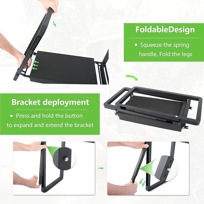 seasky Foldable Garden Kneeling and Seat, Anti-Tipping Garden Stool Widened Thick Soft Kneeling Pad,Heavy Duty Gardening Stool with Garden Tool Bag, Gardening Gift for Women(Without Gloves)