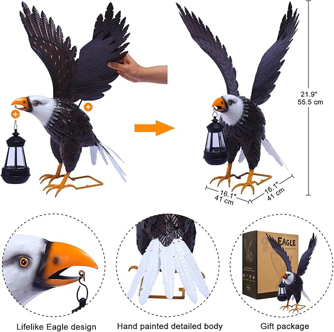 Nacome Metal Bald Eagle Large Outdoor Statues,Yard Decorations Outdoor Garden Sculptures & Statues,Garden Gifts