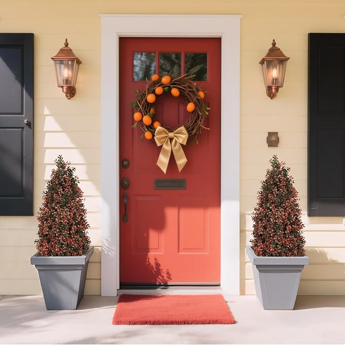 3ft Artificial Boxwood Topiary Trees (Set of 2) - UV Resistant Faux Plants for Outdoor/Indoor, Realistic 36in Fake Bushes and Shrubs for Front Porch, Planter, Patio - Low Maintenance & Evergreen