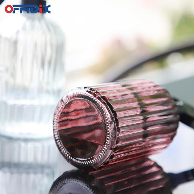 OFFIDIX Glass Spray Bottle, Pressure Watering Can, Indoor Plant Mister, Adjustable Nozzle, 0.4L/13.5oz Handheld Spray Bottle for Garden Plants Cleaning Solutions (Amaranth)