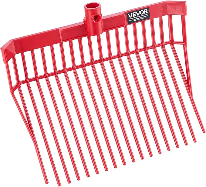 VEVOR 6PCS Manure Fork Replacement Head, 18 Angled Tines Horse Manure Fork Head, Durable Plastic Pitchfork Heads, Horse Mulch Rake for Picking up Stable Stall Muck Grass Hay Cleaning Farm Work