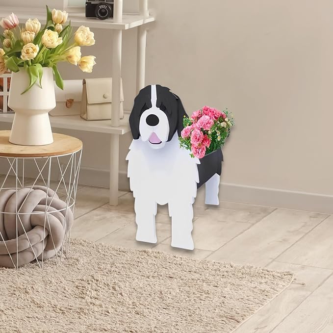 Newfoundland Dog Planter Plant Pots,Cute Garden Dog Flower Planter,Dog Planters Birthday Gifts for Women,Office,Indoor/Outdoor Decor(9.45 * 6.77 * 13.99in)