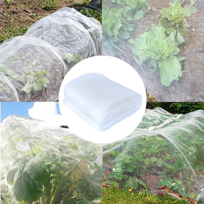 Agfabric Garden Netting 5'x100' Insect Pest Barrier Bird Netting for Garden Protection,Row Cover Mesh Netting for Vegetables Fruit Trees and Plants,White