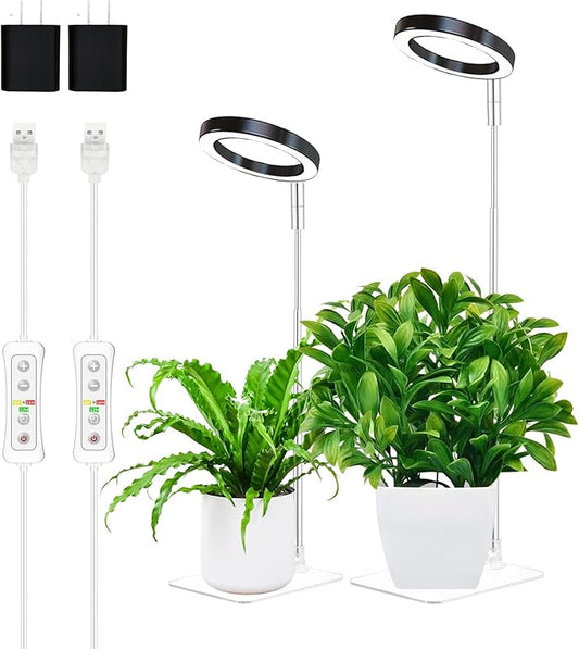 yadoker Plant Grow Light, LED Growing Light Full Spectrum for Indoor Plants,Height Adjustable, Automatic Timer, 5V Low Safe Voltage,Idea for Small Plant Ligh