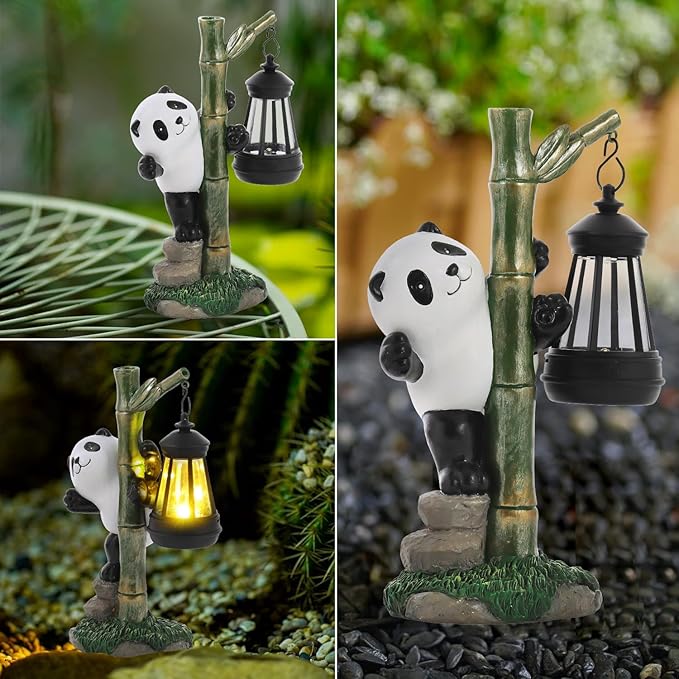 Solar Garden Decor Panda Gifts, Garden Yard Art Decor Panda Gifts for Women - Birthday Gifts for Panda Enthusiasts Grandma Mom Women 