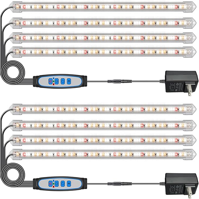 Plant Grow Light Strips, 240 LEDs Grow Lights for Indoor Plants Full Spectrum with Upgrade Timer 6/12/16 Hrs, 3 Spectrum Modes, Sunlike Grow Lamp for Seedlings Hydroponics Succulent, 2 Pack