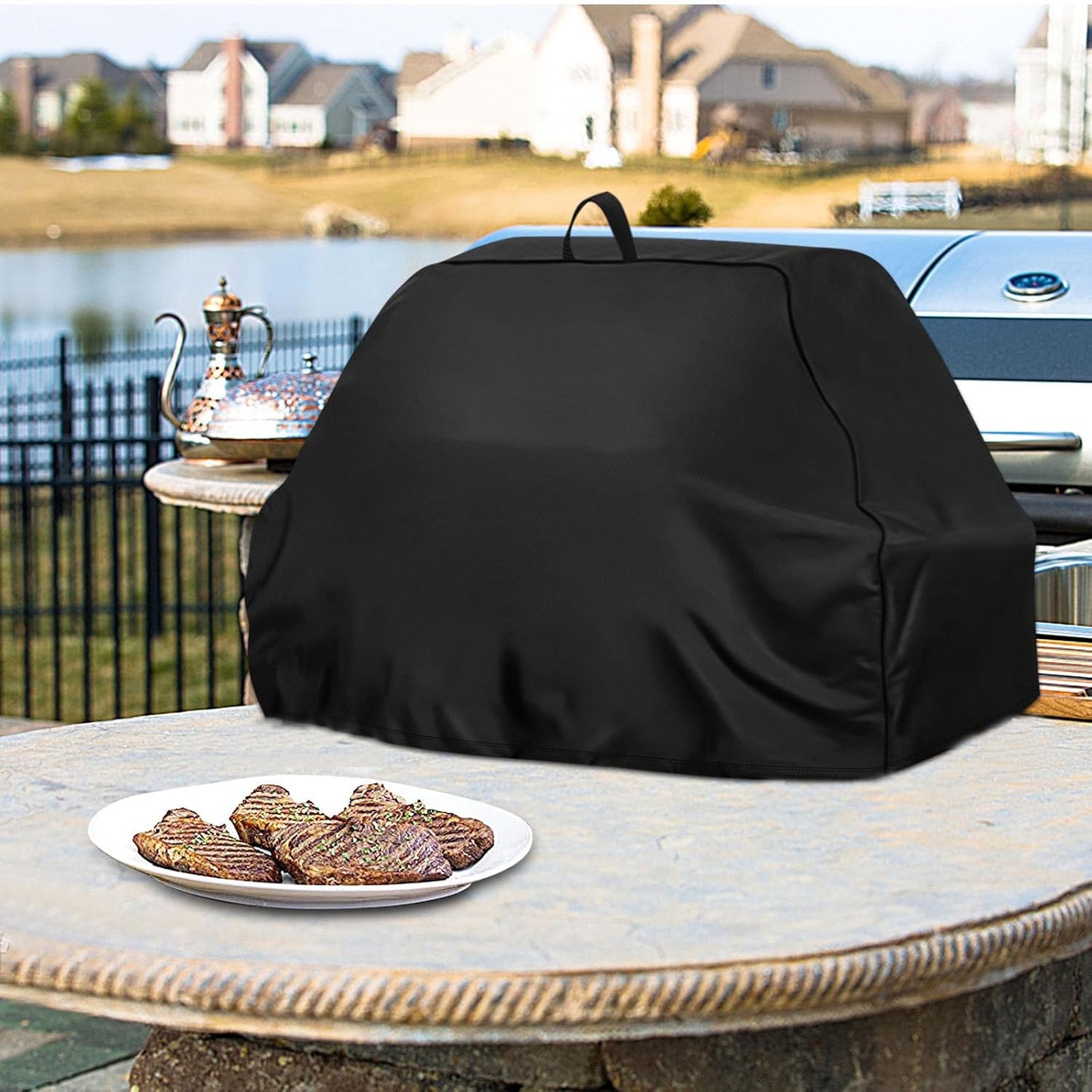 Grill Cover Fit for Charbroil Bistro Pro Tabletop Electric Grill, Dust-Proof Protable Covers for Outdoor Electric BBQ Grills - 21.2" D x 18.5" W x 18.6" H