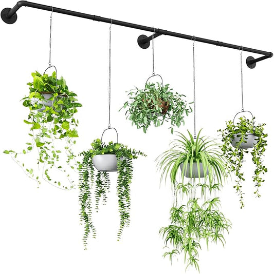 Bamworld Plant Hanger Indoor 70in Hanging Planters Rod Hanging Plant Holder for Window Plant Shelves Metal Rod,Pots Not Included