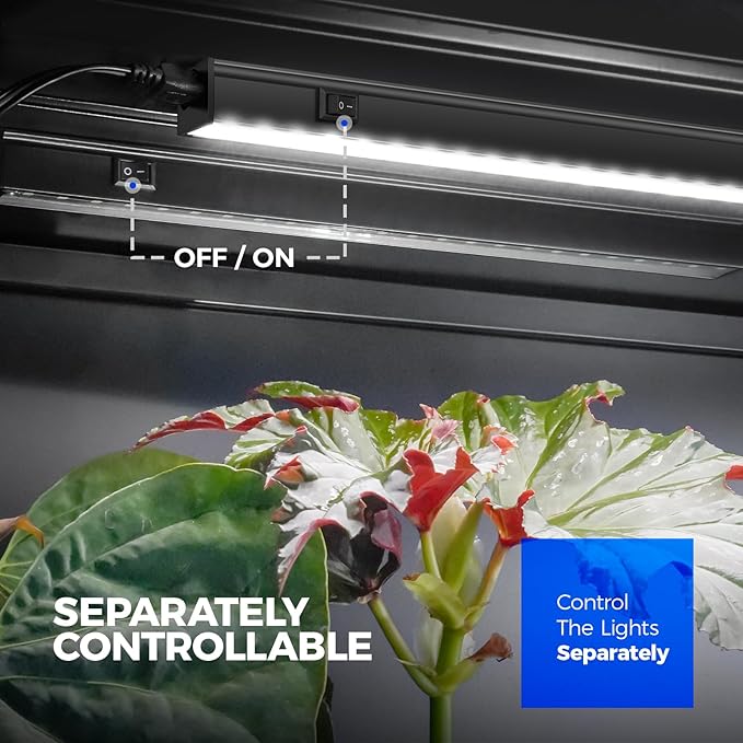 Barrina T5 Grow Lights for Indoor Plants, Full Spectrum Grow Light, 1ft LED Plant Light, Black Cover LED Grow Light Strips, 3 Mounting Modes, Magnetic Installation, Plug and Play, 5000K, 4 Packs