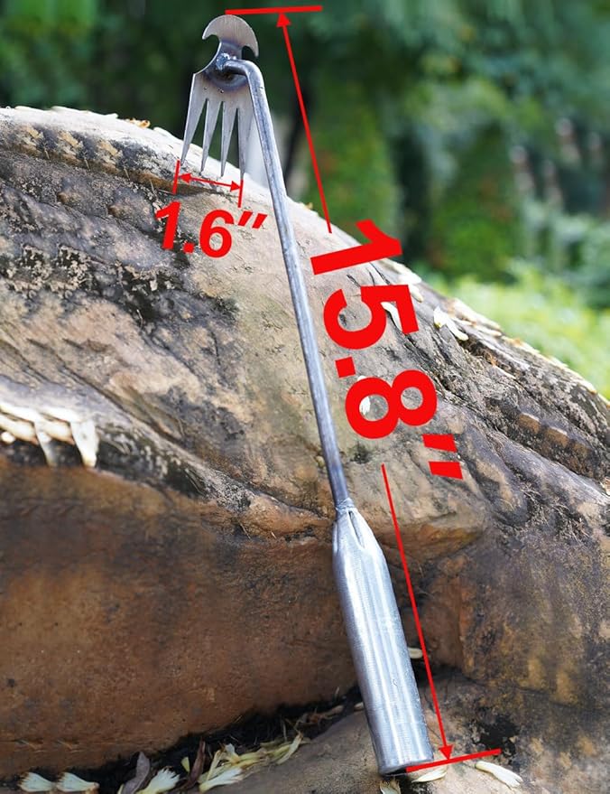 TOYPOPOR New Weeding Artifact Uprooting Weeding Tool, 16" Weed Puller, 4 Teeth Manganese Steel Forged Hand Pulling Weeder for Garden Yard Farm Weed Removal