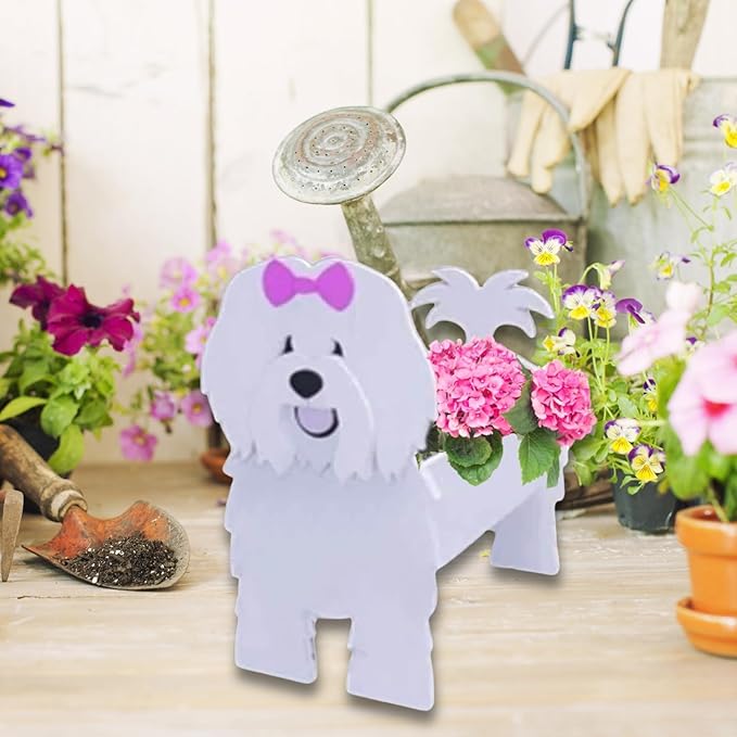 Cotton Veil Dog Planter Plant Pots,Cute Garden Dog Flower Planter,Dog Planters Birthday Gifts for Women,Office,Indoor/Outdoor Decor(9.45 * 9.02 * 13.39in)