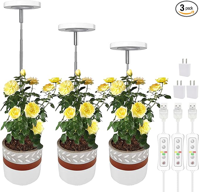 yadoker Plant Grow Light, LED Growing Light Full Spectrum for Indoor Plants,Height Adjustable, Automatic Timer, 5V Low Safe Voltage,Idea for Small Plant Light