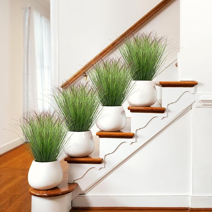 48Pcs Artificial Grass Plants Faux Shrubs Wheat Grass Fake Tall Grass Plants for Outdoor Decor Greenery Stems Weed for Room Indoor Home Decor(Green Red Tail