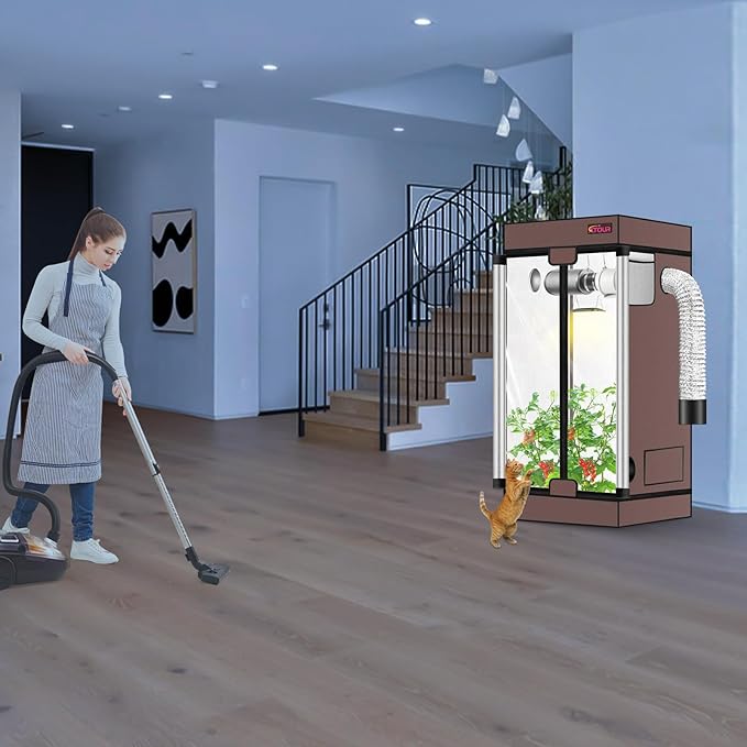 ATOUR 2x2 Grow Tent, 24"x24"x48''High Reflective Mylar 1680D Hydroponic Grow Tents, Waterproof Grow Tent with Double Cleart Observation Door and Floor Tray, for Indoor Plant Growing