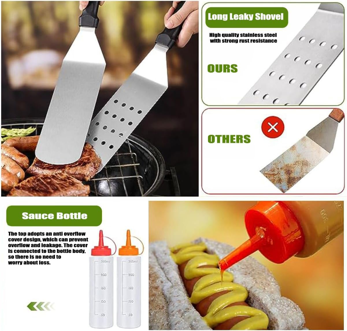 MURRI&MURRDI 149 Pcs Griddle Grill Tools Set, Stainless Steel Griddle Accessories Kit for Blackstone and Camp Chef, BBQ Grill Barbecue Tool Set with Carry Bag Barbecue Accessories Gifts for Men