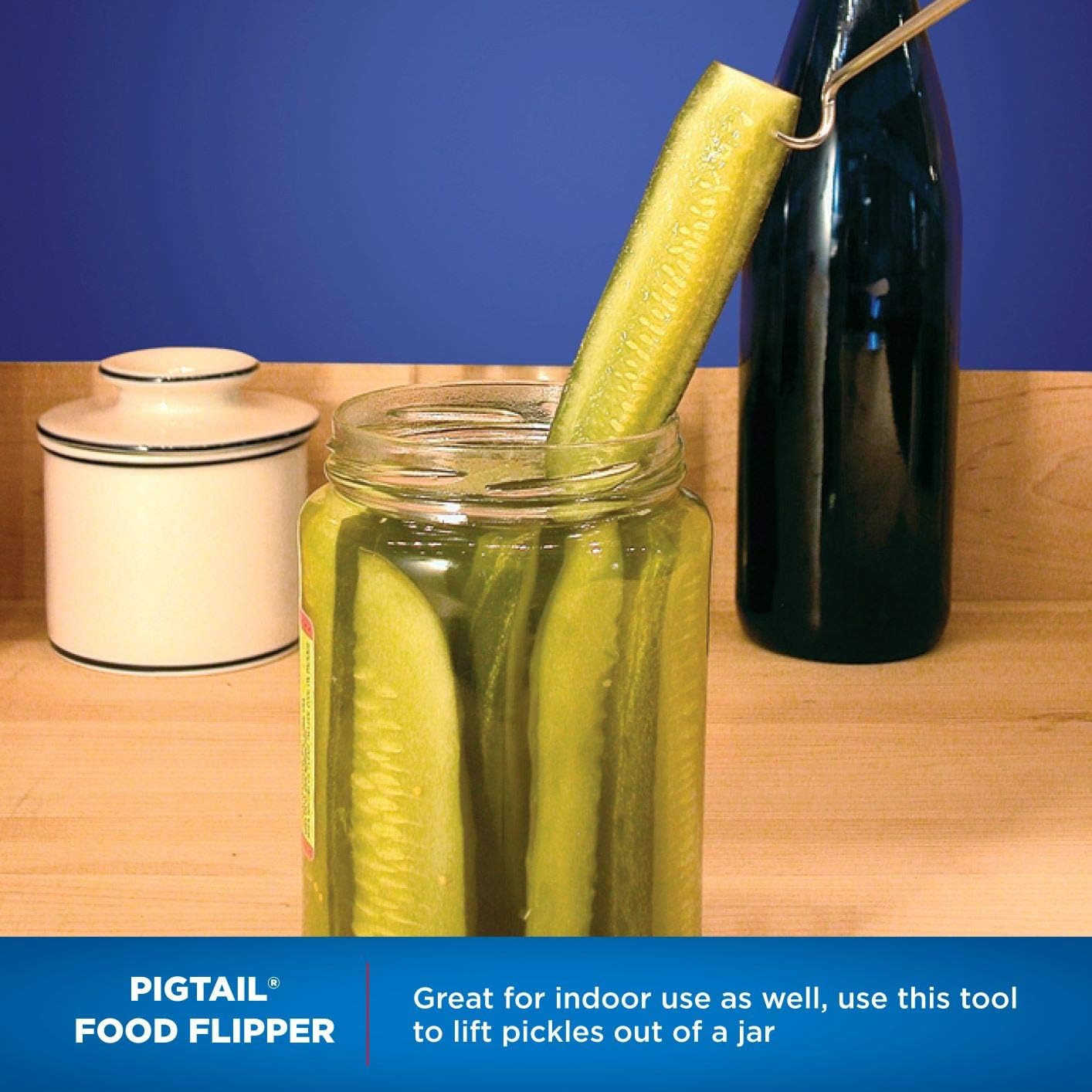 Jaccard Original Combo Pack with Wooden Gift Box, 12"/19", PigTail Food Flipper, Stainless Steel