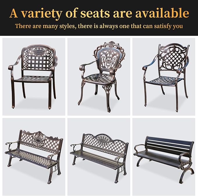 Outdoor Dining Chair Cast Aluminum Patio Chairs Set of 2 All-Weather Patio Dining Chair with Adjustable Feet for Backyard Garden (B-Style Finland Chair)
