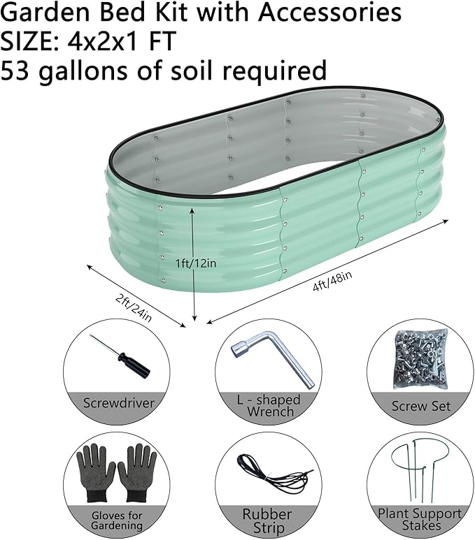 Galvanized Metal Planter Raised Garden Bed Kit for Gardening Outdoor,4x2x1ft 2 Planter Grow Garden Box Raised Flower Bed,Long Vegetable Clearance Herb Raised Garden Beds for Container Gardening