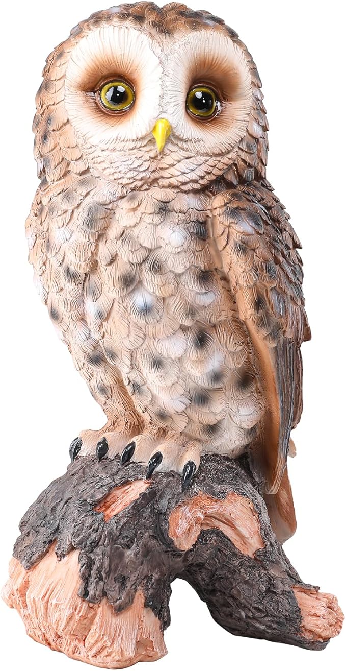 WONDER GARDEN Owl Statue Decor, Outdoor Resin Owl Figurine Owl Sculpture for Home Decor Porch Patio Lawn Yard Decorations or Housewarming Gifts